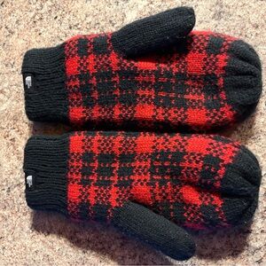 The North Face Plaid Red and Black Mittens Buffalo